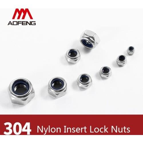 Nylon Insert Lock Nuts M2 M3 M4 M5 M6 M8 M10 M12 M14 M16 M20 M24 Nuts 304 316 Stainless Steel for Mechinal Use Nylon Jam Nuts