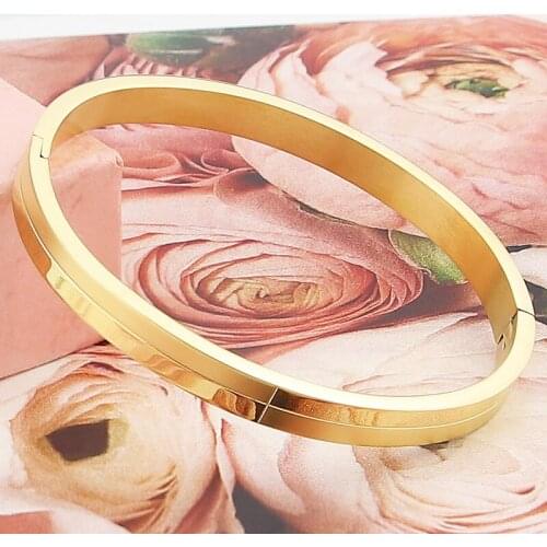 New Fashion Hot Sale Semi-Matte Semi-Smooth Womans Bangle Ladies Jewelry Gift Stainless Steel Bracelet Wholesale