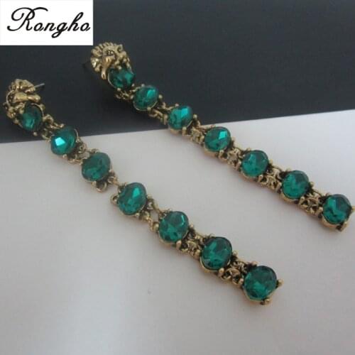 New vintage metal lion head studs earrings for women fashion jewelry 2016 crystal pendant long earrings bridal brincos ear style