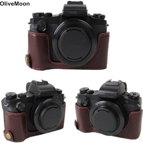 OliveMoon Battery Openning Genuine Leather Camera Case For Canon PowerShot G1X Mark III Canon G1XIII Camera Hald Body Cover