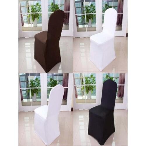 Wolesale hotel hotel chair cover wedding wedding pure color with thick white elastic high-end banquet chair cover free shipping