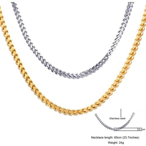 WT-BFN006 Positive and negative chain necklace square sweater chain necklace thick chain titanium steel necklace jewelry