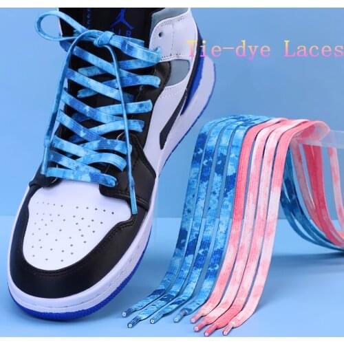 Tie-Dyed Shoelaces AF1 Sneakers Shoelace Basketball Shoes Fashion Personality Color Sports Flat Shoes Lace Rope Wholesale