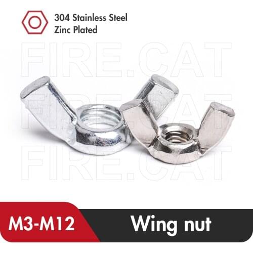 304 Stainless Steel Butterfly Wing Nut M3 M4 M5 M6 M8 M10 M12 1/2/5/10 Pcs Metric Threaded Zinc Plated Wingnut Ram Screw Nuts