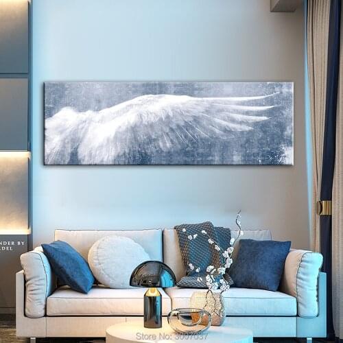 Handmade Angel Wings Vintage Oil Painting Black And White Wall Art Canvas Paintings Wings Pop Art Wall Picture For Living Room