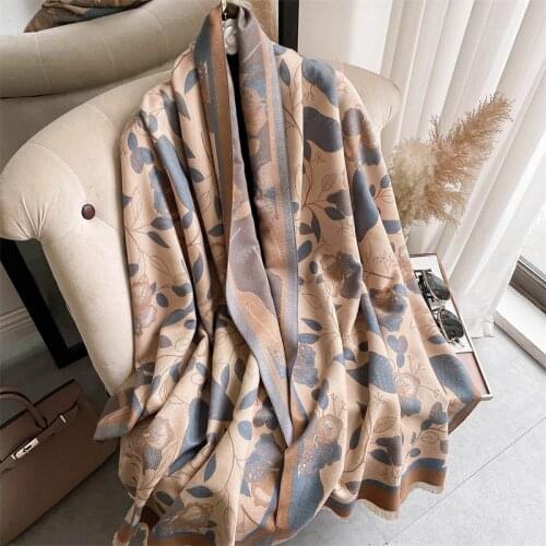 2021 Design Letter Pashmina Scarf Women Cashmere Warm Doubel-sided Blanket Wraps Thick Bufanda Female Shawl Hijab Stoles New