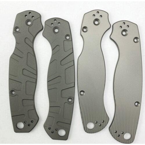 1 Pair Folding Knife Handle Patches Titanium Alloy Anti-slip DIY blank scales slabs Sandblasting Material For C81 Paramilitary 2