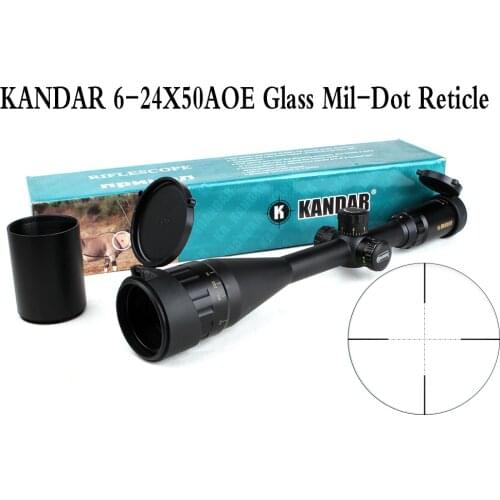 Tactical Optical Sight Gold Edition KANDAR 6-24x50 AOME Glass Mil-dot Reticle Locking RifleScope Hunting Rifle Scope
