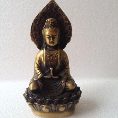 Decoration CHINESE OLD Copper COLLECTABLE HANDWORK CARVED BUDDHA STATUE