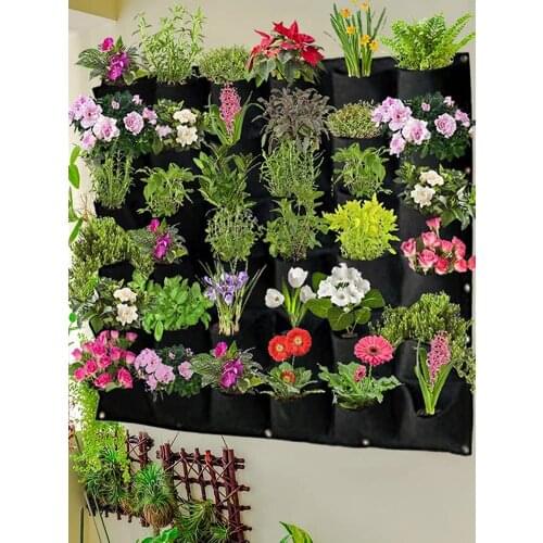 4/12/36 Pockets Hanging Green Grow Bag Planter Vertical Garden Vegetable Living Garden Bag Planter Growing Bags Flowers Supply