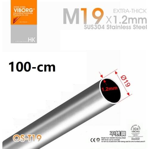 VIBORG 100cm 19mm OD SUS304 Stainless Steel Extra-thick Tube Curtain Rod Pipe