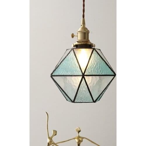 Vintage brass glass droplight of high-end restaurant modelling store flower color of bedroom the head of a bed lamp