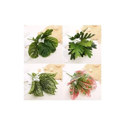 9Heads Green Artificial Monstera Leaves