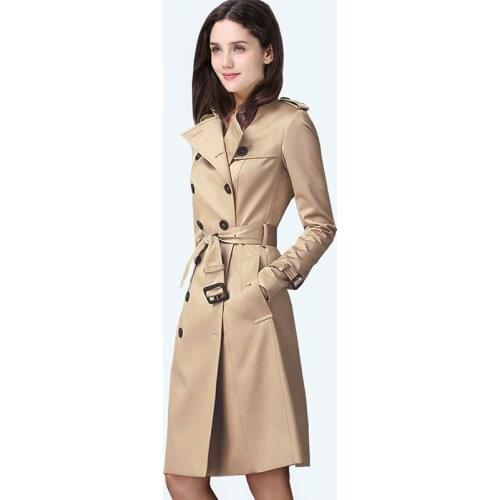 Women Windbreaker Slim Long Coat Female Spring Autumn Black Double Breasted Trench Coat Para As Mulheres Womens Coats