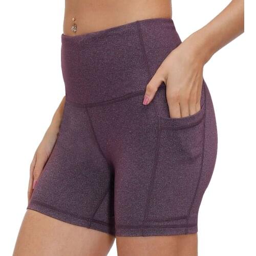 Womens High Waist Yoga Shorts With Deep Pocket Stretch Athletic Workout Running Push Up Seamless Up Legging Workout Gym Tight