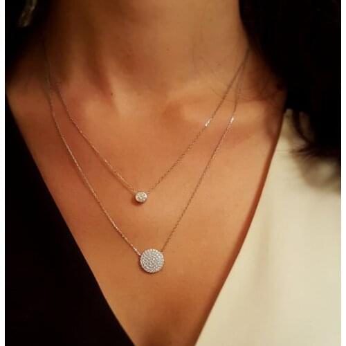 New arrived delicate 925 sterling silver round Double Layer link Chain charm Necklace For sexy Women fashion wedding jewelry