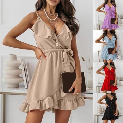 Lace-up Durable Women Sweet Summer Dress Soft Dress Fashion for Dating
