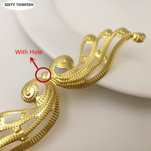 10 Pieces/lot 100x21mm Gold color Metal Filigree Flowers Slice Charms base Setting Jewelry Making DIY Components