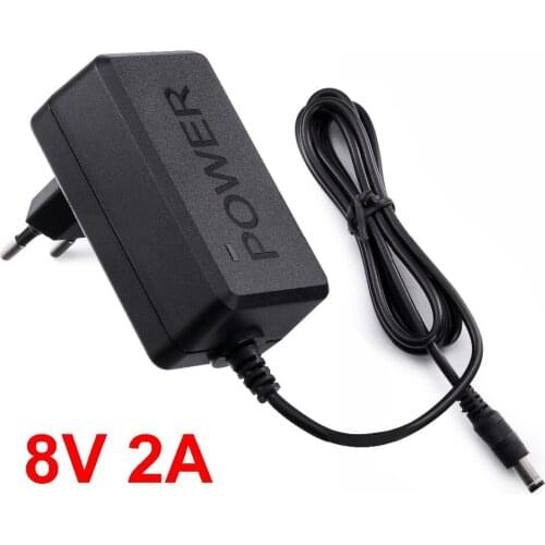 100PCS 8V2A New AC 100V-240V Converter Adapter DC 8V 2A 2000mA Power Supply EU Plug DC 5.5mm x 2.1mm-2.5mm