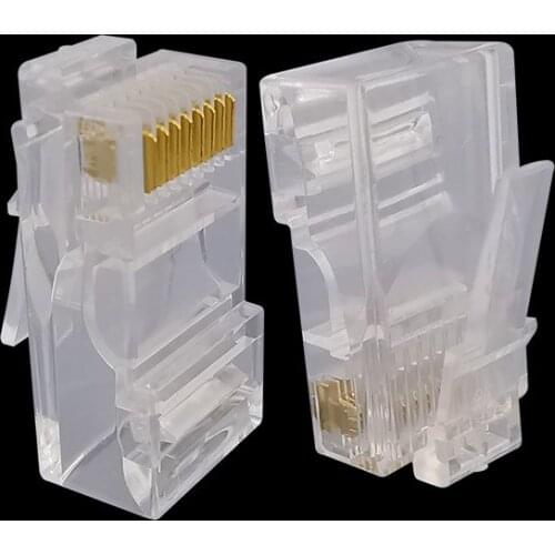 100PCS Gold-plated RJ45 Net Network Modular Plug Cat5 CAT5e Connector RJ45 8P8C Unshielded Crystal Head Network Cable Plug