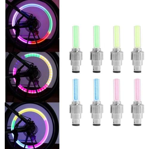 2Pcs Bike Lights Bicycle Tyre Tire Valve Caps Wheel Spokes LED Light 4 Color