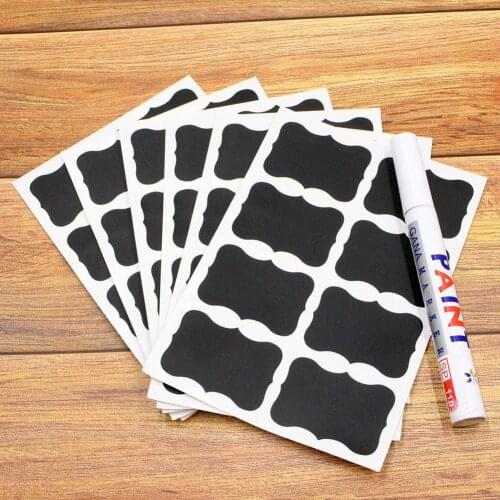 48pcs Jar Stickers Kitchen Label Stickers Blackboard Spice Labels Sticker Kitchen Storage Organizer Bottles Label with Gift Pen