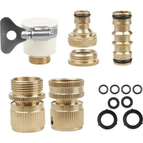 5pcs 1/2" 3/4'' Brass High Pressure quick connector Detachable Double pass Car washer joints garden irrigation Universal