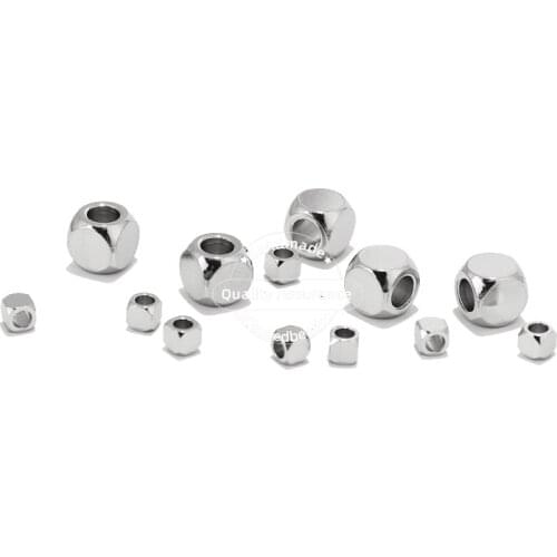 50pcs Stainless Steel Assorted Spacer Bead Faceted Cube Square Loose Beads Jewelry Making Charms