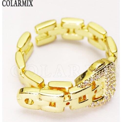 8 Pcs New design Belt shape rings Zircon rings Open rings jewelry Rings jewelry rings Gold color rings women Rings51339