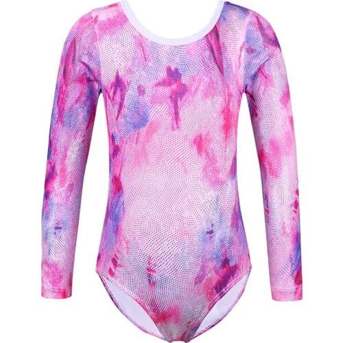 BAOHULU Long Sleeves Girls Leotard Shining Ballet Dance Leotard Kids Gymnastics Leotard Athlete Bodysuit Dancewear