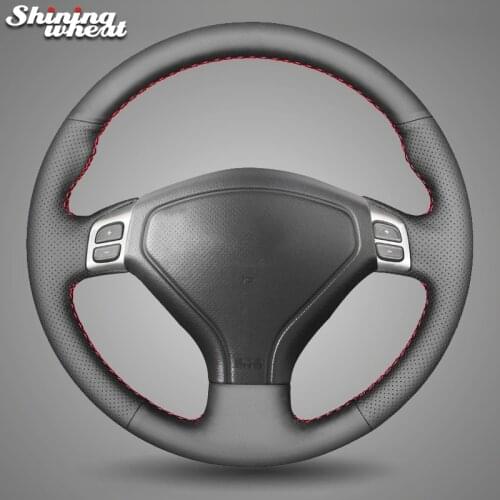 Shining wheat Black Leather Car Steering Wheel Covers for Subaru Forester 2005-2007 Outback 2005-2007 Legacy 2005-2007