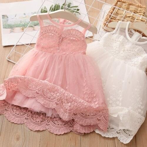 Baby Embroidered Dress 2020 Summer New Girls' Clothing Childrens Lace Vest Dress