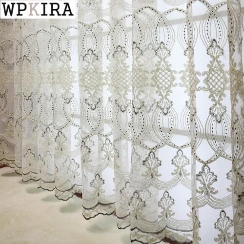 Europe Sheer Curtain for Living Room Lace Tulle Curtain Embroidery Delicate Fabric Voile Yarn Drape Balcony Window S595#B