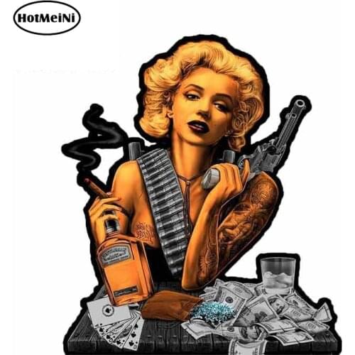 HotMeiNi 13cm x 10.4cm For Marilyn Monroe Gangster Vinyl Decals Stickers Car Truck Laptop Smoke Drink Funny Waterproof Decal