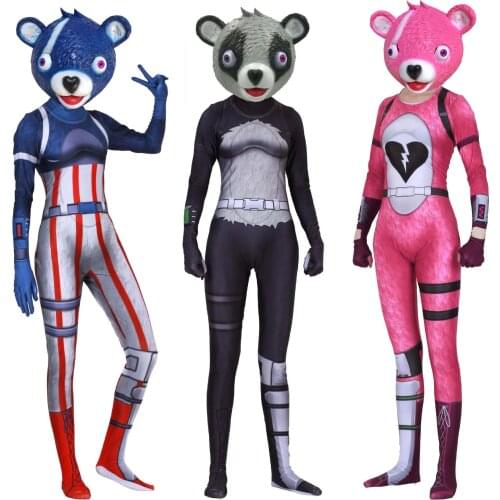 Customized Women Kids Game Cosplay Costume Bear Panda Costume Fireworks Team Leader Bodysuit Cosplay