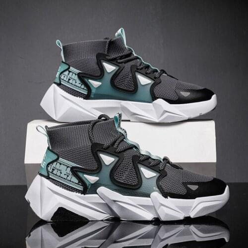 Autumn Fashion Green High Sock Shoes Men Casual High Top Sock Sneakers Men‘s Hiphop Slip on Shoes Loafers New Zapatillas Hombre