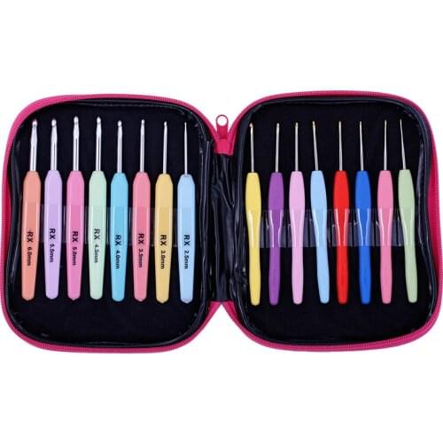 LMDZ Ergonomic Grip Soft Handles Aluminum Large Crochet Hooks for Arthritis and Beginners,2mm(B)-10mm(N) Extra Long Knit Needle