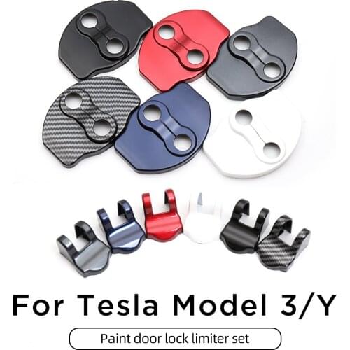 Luckeasy Auto Interior Modificatie Voor For Tesla Model Y 2020-2021 Car Deurslot Cover ABS Bescherming Cap 8 Stks/set