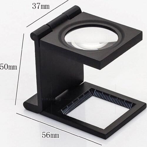 10x Metal Desk 2 LED Magnifier Optical Lens Black Foldable Printing Cloth Magnifying Glass W/ Scale Pointer Loupe