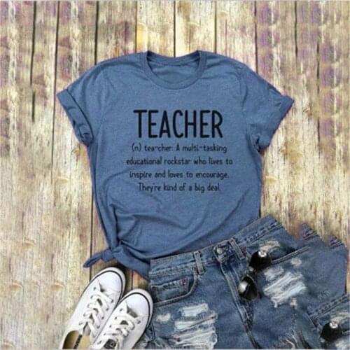 Fashion Women Top Teacher Letter Print T Shirt O-Neck Short Sleeve T-Shirt 2021 Female Casual Cameo Brown Tops Tee Ladies Tshirt