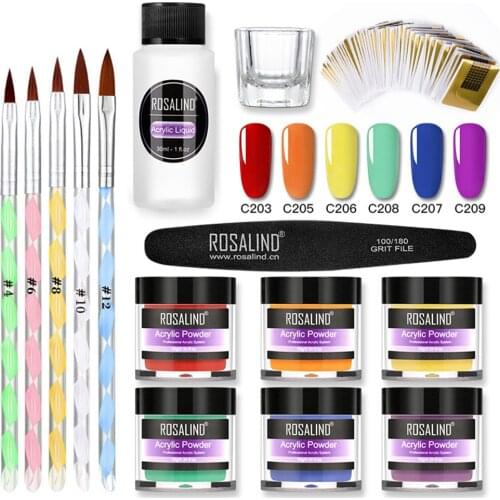 12Pcs Acrylic Nail Kit with 5 Carving Pens Acrylic Powder for Nail Extension & Carve Nail Brush Set Nail Art Kit False Nails
