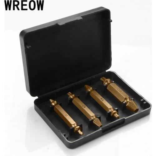 4pcs Titanium Screw Extractor Drill Bits Guide Set Broken Damaged Bolt Remover Speed Out Remover Tool Speed Easy out Bolt Stud