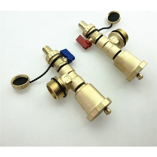 Floor Heating Manifold End 1 Inch Outer Wire Three Tail Piece Automatic Exhaust Valve Manifold Red And Blue Set