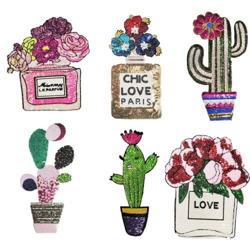 New Arrival Cactus Flower Iron on Patches Sewing Embroidered Applique for Jacket Clothes Stickers Badge DIY Apparel Accessories