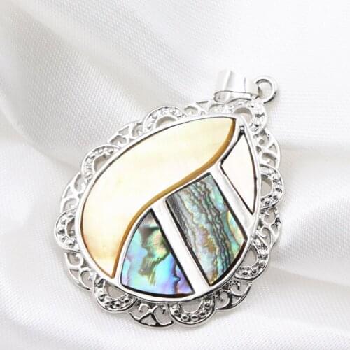 Natural Abalone Mother Shell of Pearl Mosaic Paua Pendant 33x43mm Teardrop Pendants for DIY Necklace Jewelry Accessories A132
