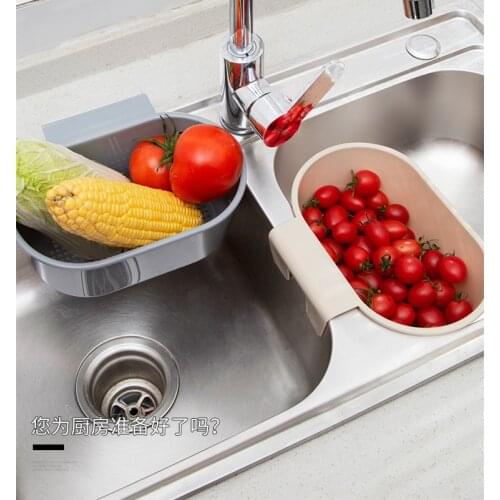 Kitchen Sink Filter Shelf Vegetable Fruit Drainer Basket Multifunctional Storage Rack Tools Soap Sponge Holder Kitchen Supplies