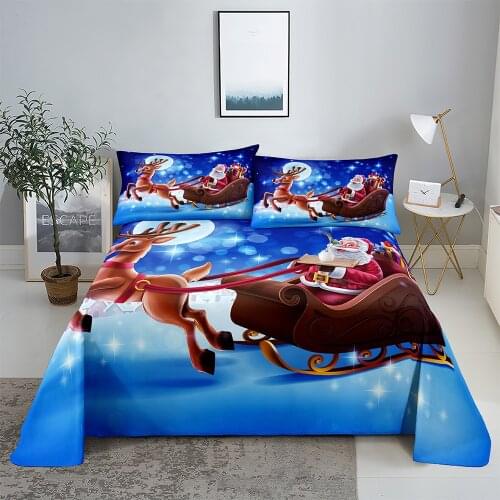 Sled Car 0.9/1.2/1.5/1.8/2.0m Digital Printing Polyester Bed Flat Sheet With Pillowcase Print Bedding Set