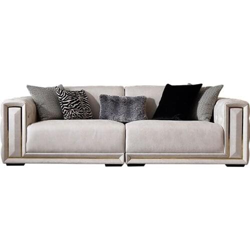 Post modern technology cloth sofa living room light luxury high-end leather sofa large family villa furniture