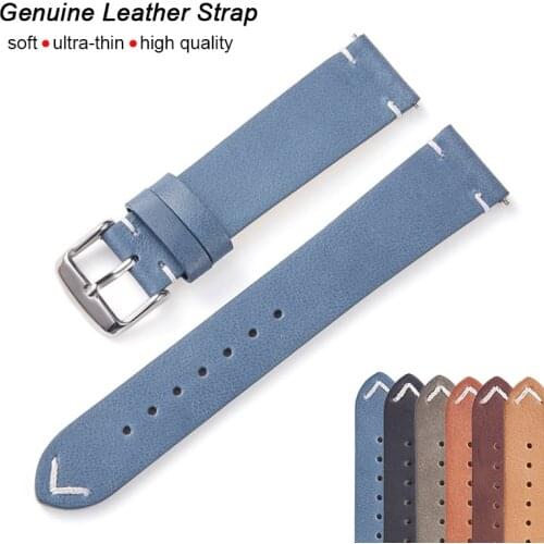 18mm 20mm 22mm Calfskin Leather Watchbands for Samsung Galaxy Watch 46mm 42mm Active 2 40mm 44mm Band Gear S3 S2 Straps Bracelet