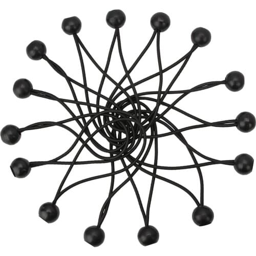 Senzeal 15pcs Ball Bungee Cords 6 inch Black Plastic Ball Elastic Fixing Rope for Camping, Tents, Cargo, Holding Wire and Hoses